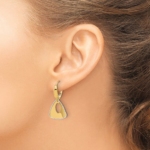 14K Two-tone Polished and Dia-cut Triangle Dangle Leverback Earrin - Image 3