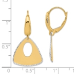 14K Two-tone Polished and Dia-cut Triangle Dangle Leverback Earrin - Image 4