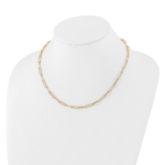 14K Polished and Textured Paperclip Link Necklace - Image 2