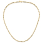 14K Polished and Textured Paperclip Link Necklace - Image 3