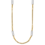 14K Two-tone Polished and Textured Fancy Link Necklace - Image 2