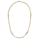 14K Two-tone Polished and Textured Fancy Link Necklace - Image 4