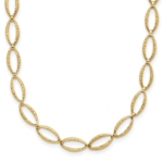 14K Polished and Diamond-cut Fancy Link Necklace