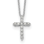 True Origin 14K White Gold 1/3 carat Lab Grown Diamond VS/SI  D E F  Cross 18 inch Necklace