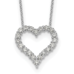 True Origin 14K White Gold 1 carat Lab Grown Diamond VS/SI  D E F  Open Heart 18 inch Necklace