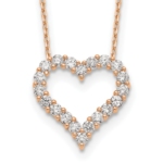 True Origin 14K Rose Gold 1 1/2 carat Lab Grown Diamond VS/SI  D E F  Open Heart 18 inch Necklace