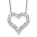 True Origin 14K White Gold 1 1/2 carat Lab Grown Diamond VS/SI  D E F  Open Heart 18 inch Necklace