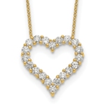 True Origin 14K 1 1/2 carat Lab Grown Diamond VS/SI  D E F  Open Heart 18 inch Necklace