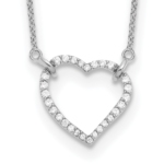 True Origin 14K White Gold 1/5 carat Lab Grown Diamond VS/SI  D E F  Open Heart 18 inch Necklace