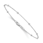 True Origin 14K White Gold 1/5 carat Lab Grown Diamond VS/SI  D E F  9 Station 9 Inch Anklet - Image 3