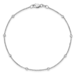 True Origin 14K White Gold 1/5 carat Lab Grown Diamond VS/SI  D E F  9 Station 9 Inch Anklet - Image 4