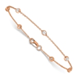 True Origin 14K Rose Gold 1/2 carat Lab Grown Diamond VS/SI  D E F  9 Station 9 Inch Anklet - Image 3