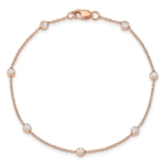 True Origin 14K Rose Gold 1/2 carat Lab Grown Diamond VS/SI  D E F  9 Station 9 Inch Anklet - Image 4