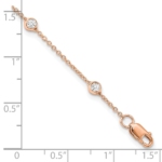 True Origin 14K Rose Gold 1/2 carat Lab Grown Diamond VS/SI  D E F  9 Station 9 Inch Anklet - Image 8