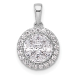 14K White Gold Lab Grown VS/SI FGH Dia Halo Round & Marquise Pendant