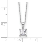 14k White Gold Lab Grown Diamond VS/SI FGH 4 Prong Princess Pendant w/ Ch - Image 3