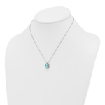 14K White Gold Lab Grown VS/SI FGH Dia and Cr Paraiba Pear Halo Necklace - Image 3