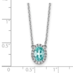 14K White Gold Lab Grown VS/SI FGH Dia and Cr Paraiba Oval Halo Necklace - Image 5