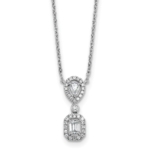 14K White Gold Lab Grown Diamond VS/SI FGH 2-stone Halo Necklace