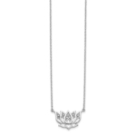 14K White Gold Lab Grown VS/SI FGH Dia Lotus Flower 18 inch Necklace - Image 2