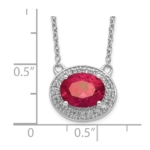 14K White Gold Lab Grown Diamond VS/SI FGH & Created Ruby Necklace - Image 3