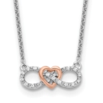 14K Two-Tone Lab Grown VS/SI FGH Dia Heart Infinity Necklace