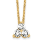 True Origin 14K 3/8 carat Lab Grown Diamond VS/SI  D E F  3  Stone 18 inch Necklace