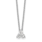 True Origin 14K White Gold 3/4 carat Lab Grown Diamond VS/SI  D E F  3 Stone 18 inch Necklace