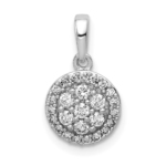 14K White Gold Lab Grown VS/SI FGH Dia Round Halo Cluster Pendant