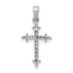 14K White Gold Lab Grown VS/SI FGH Dia Fleur de Lis Cross Pendant - Image 3