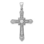 14K White Gold Lab Grown VS/SI FGH Dia Filigree Cross Pendant