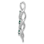 10K White Gold Lab Grown VS/SI FGH Dia and Created Emerald Twist Chain Slid - Image 2