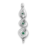 10K White Gold Lab Grown VS/SI FGH Dia and Created Emerald Twist Chain Slid - Image 3