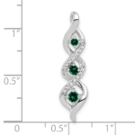 10K White Gold Lab Grown VS/SI FGH Dia and Created Emerald Twist Chain Slid - Image 4