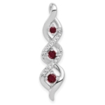 10k White Gold Lab Grown VS/SI FGH Dia and Created Ruby Twisted Chain Slide