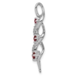 10k White Gold Lab Grown VS/SI FGH Dia and Created Ruby Twisted Chain Slide - Image 2