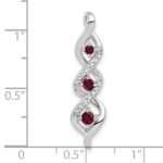 10k White Gold Lab Grown VS/SI FGH Dia and Created Ruby Twisted Chain Slide - Image 4