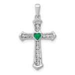 14K White Gold Lab Grown Diamond VS/SI FGH & Cr Emerald Cross Pendan