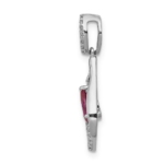 14K White Gold Lab Grown VS/SI FGH Dia and Created Ruby Teardrop Pendant - Image 2