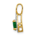 14K Lab Grown VS/SI FGH Dia and Oval Created Emerald Teardrop Pendant - Image 2