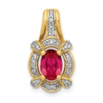 14K Lab Grown VS/SI FGH Dia and Created Ruby Pendant