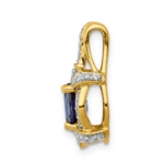14K Lab Grown VS/SI FGH Dia and Created Blue Sapphire Fancy Oval Pendant - Image 2