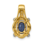 14K Lab Grown VS/SI FGH Dia and Created Blue Sapphire Fancy Oval Pendant - Image 3