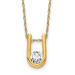 14K Lab Grown VS/SI FGH Dia U-Shape Pendant Necklace