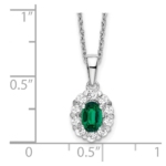 14K White Gold Lab Grown VS/SI FGH Dia & Cr Oval Emerald Pendant Necklace - Image 3