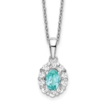 14K White Gold Lab Grown VS/SI FGH Dia & Cr Paraiba Pendant Necklace