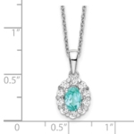 14K White Gold Lab Grown VS/SI FGH Dia & Cr Paraiba Pendant Necklace - Image 2
