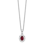 14K White Gold Lab Grown VS/SI FGH Dia & Cr Oval Ruby Pendant Necklace - Image 2