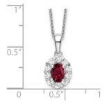 14K White Gold Lab Grown VS/SI FGH Dia & Cr Oval Ruby Pendant Necklace - Image 3