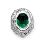 14K White Gold Lab Grown VS/SI FGH Dia and Created Emerald Halo Chain Slide - Image 2